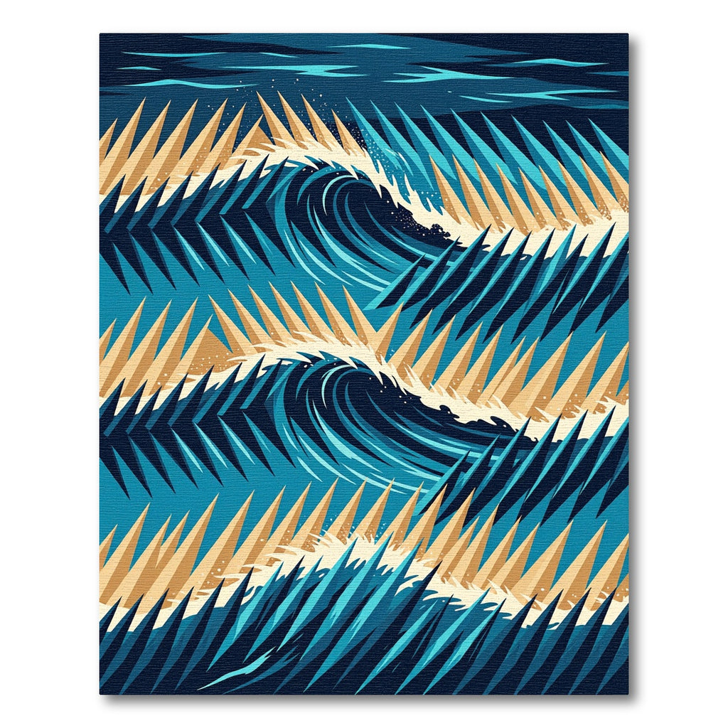 Abstract Geometric Wave Ocean Blue Rug
