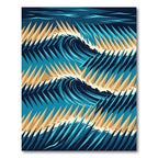 Abstract Geometric Wave Ocean Blue Rug