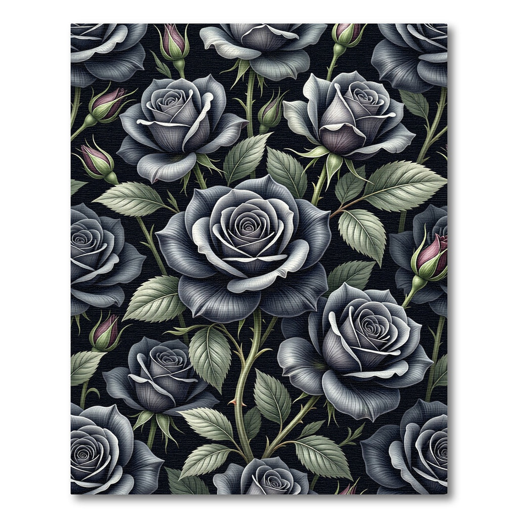 Dark Slate Gray Rose Garden Rug