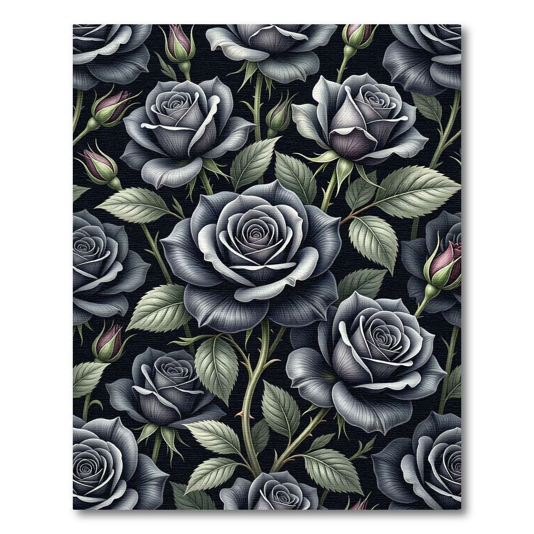 Dark Slate Gray Rose Garden Rug