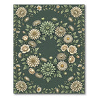 Elegant Sage Green Floral Wreath Rug