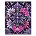 Ornate Purple Orchid Gemstone Mandala Rug