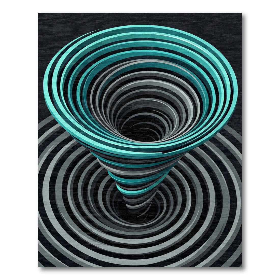 Modern Teal and Gray Swirling Vortex Rug
