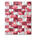 Vibrant Pink Flamingo Checkered Art Rug