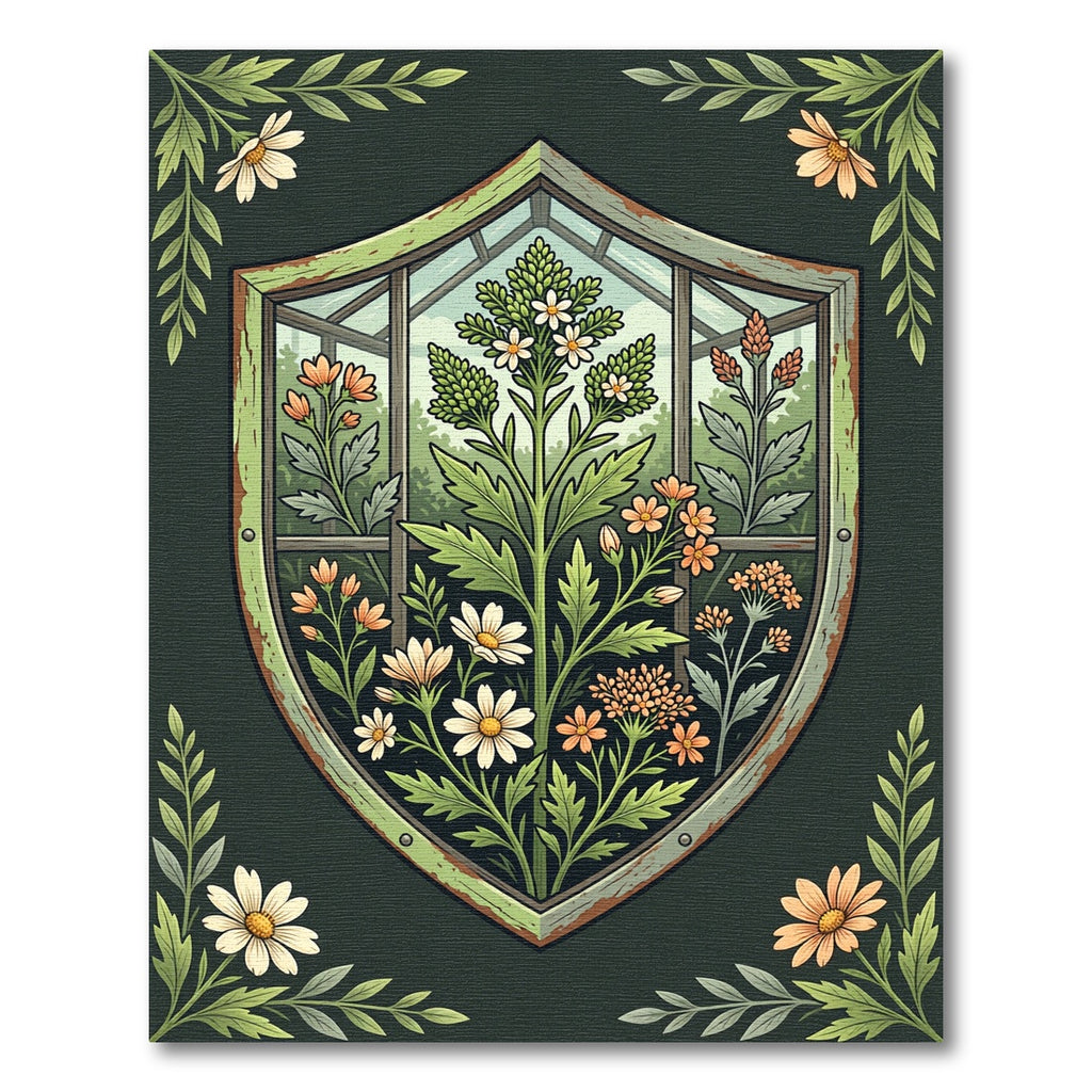 Botanical Greenhouse Shield Meadow Art Rug
