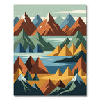 Earthy Geometric Mountain Landscape Rug
