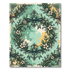 Vintage Sage Floral Wreath Bows Rug
