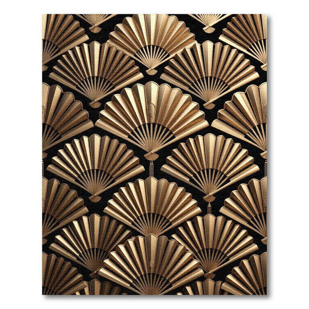Art Deco Golden Fan Crest Rug