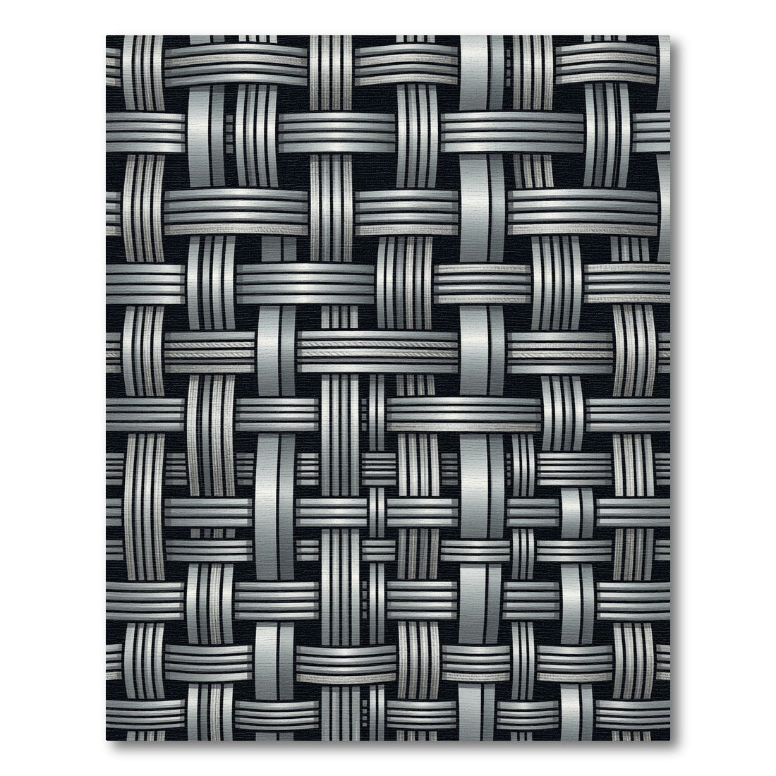 Metallic Silver Interwoven Geometric Grid Rug