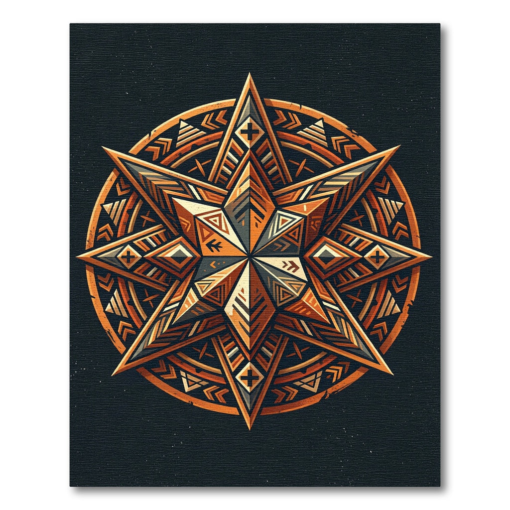 Geometric Ochre Starburst Sacred Mandala Rug
