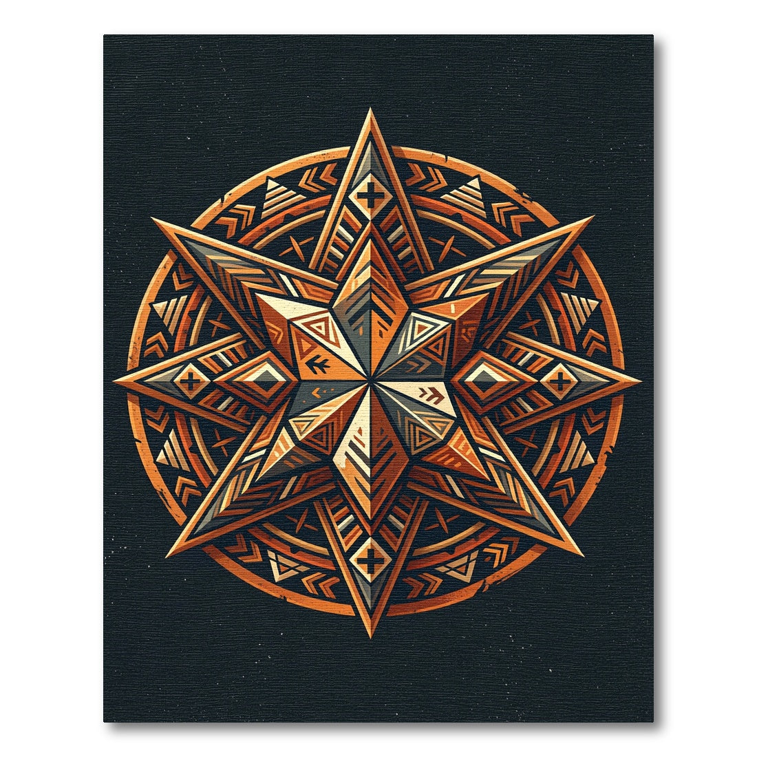 Geometric Ochre Starburst Sacred Mandala Rug