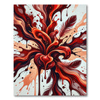 Abstract Crimson Liquid Flow and Feathers Rug
