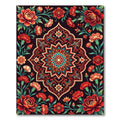 Vibrant Red Floral Medallion Rug