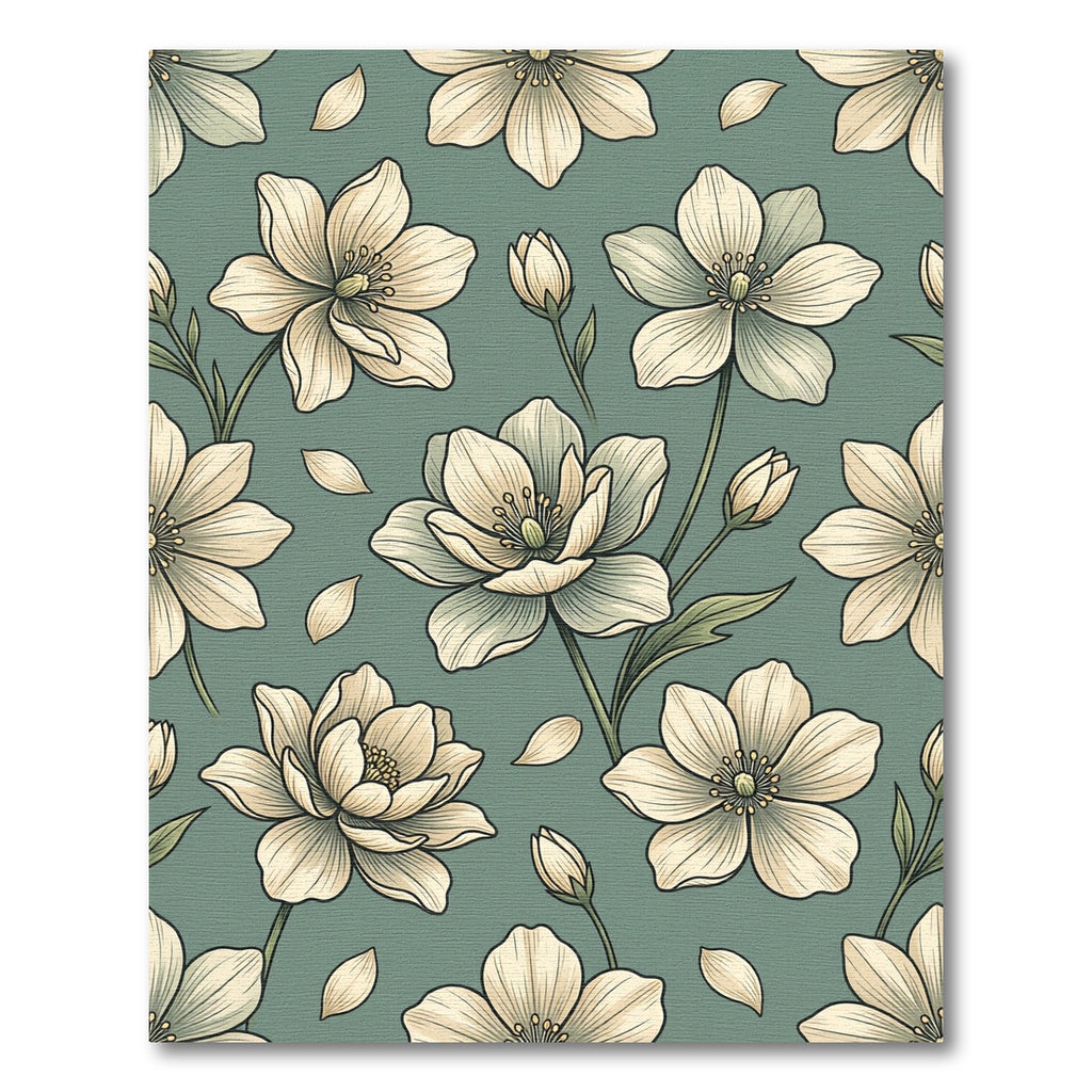 Soft Sage Botanical Petal Tapestry Rug