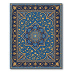 Ornate Cobalt Floral Medallion Blossom Rug