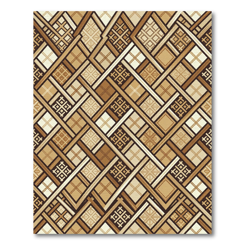 Earthy Geometric Lattice Woven Beige Rug
