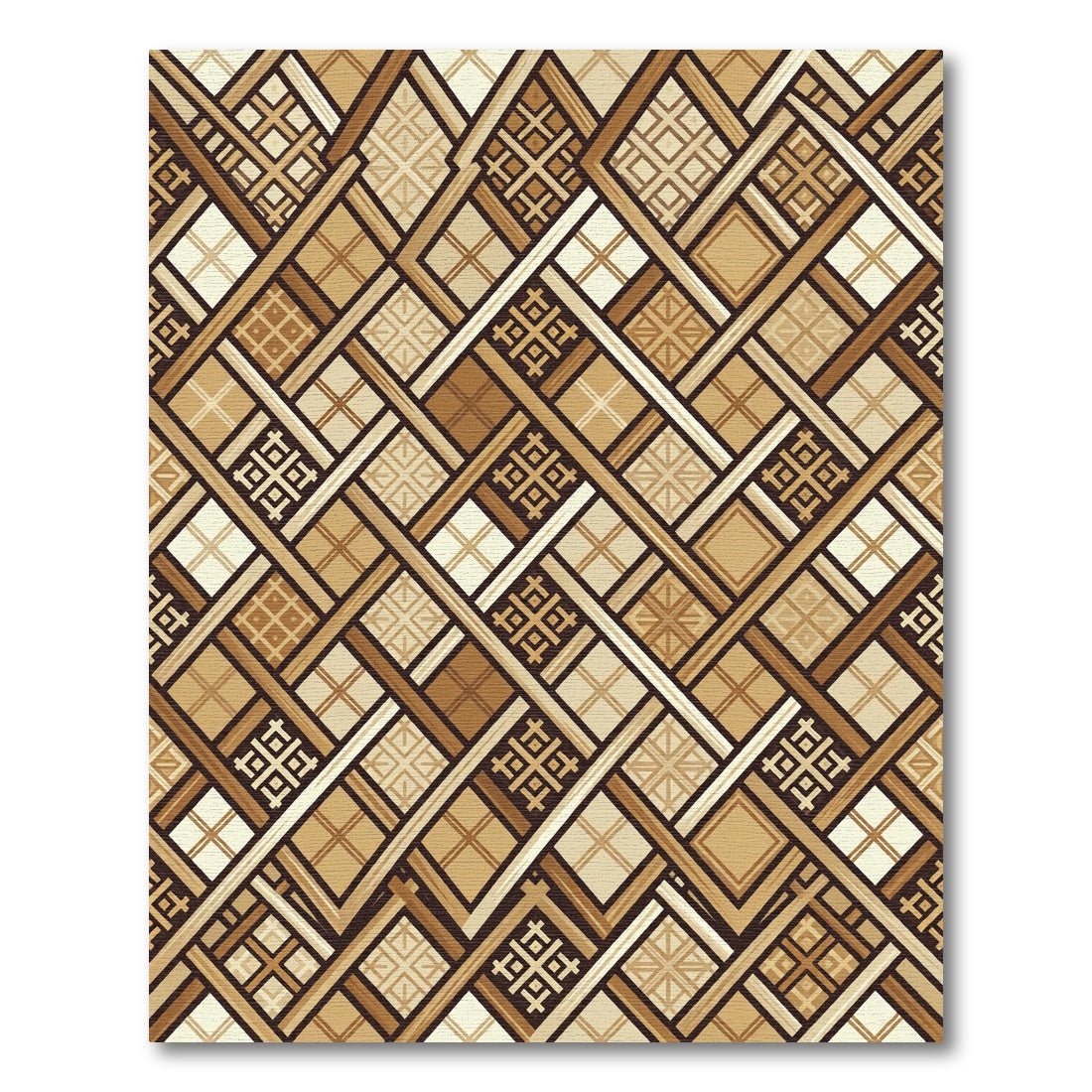 Earthy Geometric Lattice Woven Beige Rug