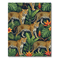 Vibrant Leopard Jungle Botanical Repeat Rug
