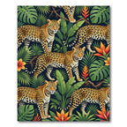 Vibrant Leopard Jungle Botanical Repeat Rug