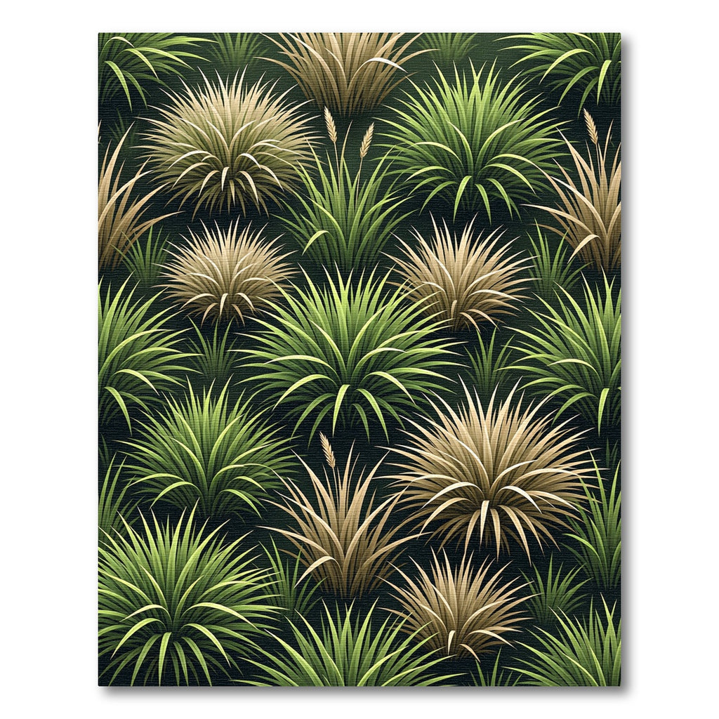 Lush Green and Golden Potted Grasses Rug