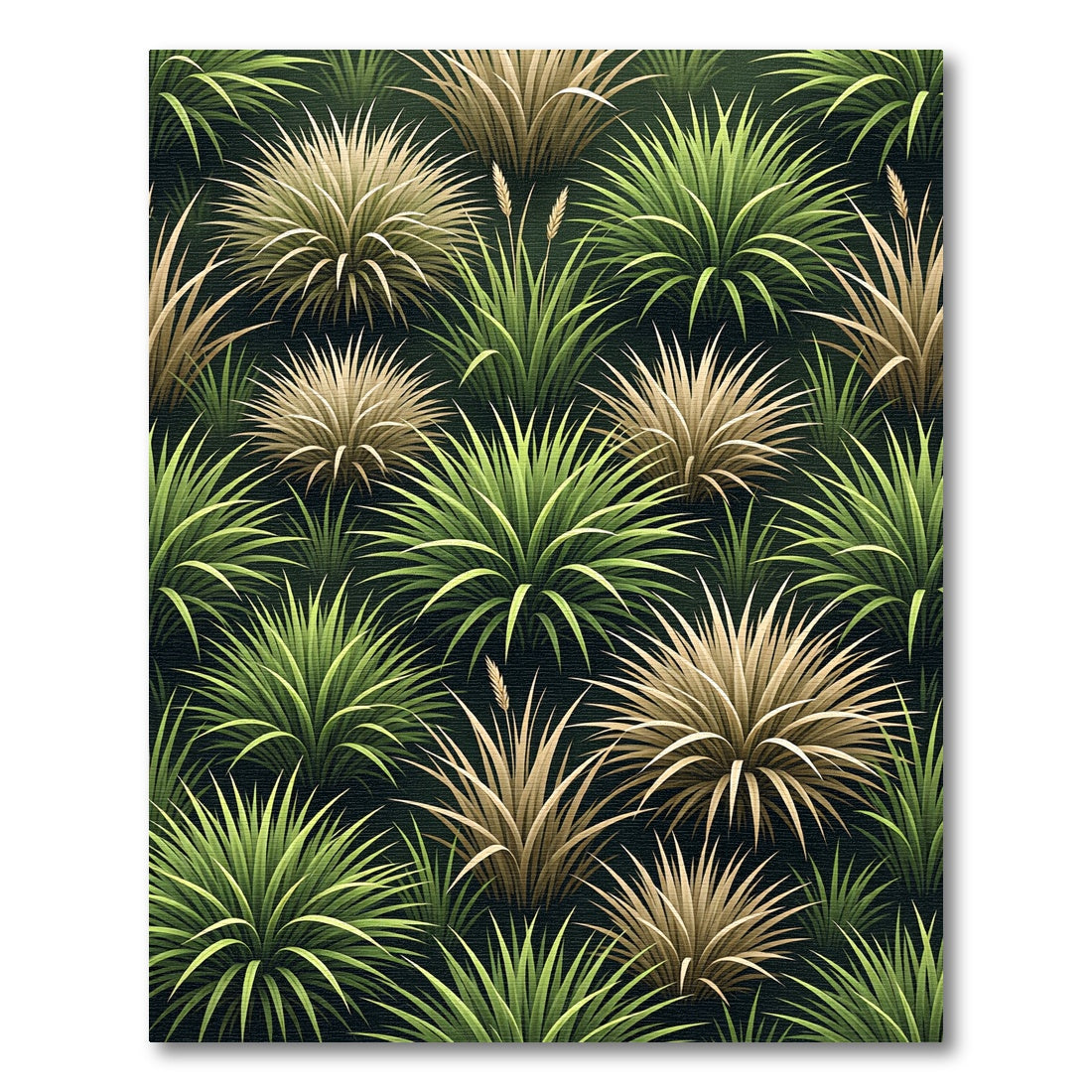 Lush Green and Golden Potted Grasses Rug