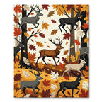 Autumn Forest Deer and Maple Foliage Rug