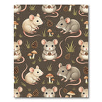 Whimsical Woodland Mouse with Pinecone Illustration Rug