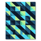 Geometric Blue and Lime Abstract Mosaic Rug