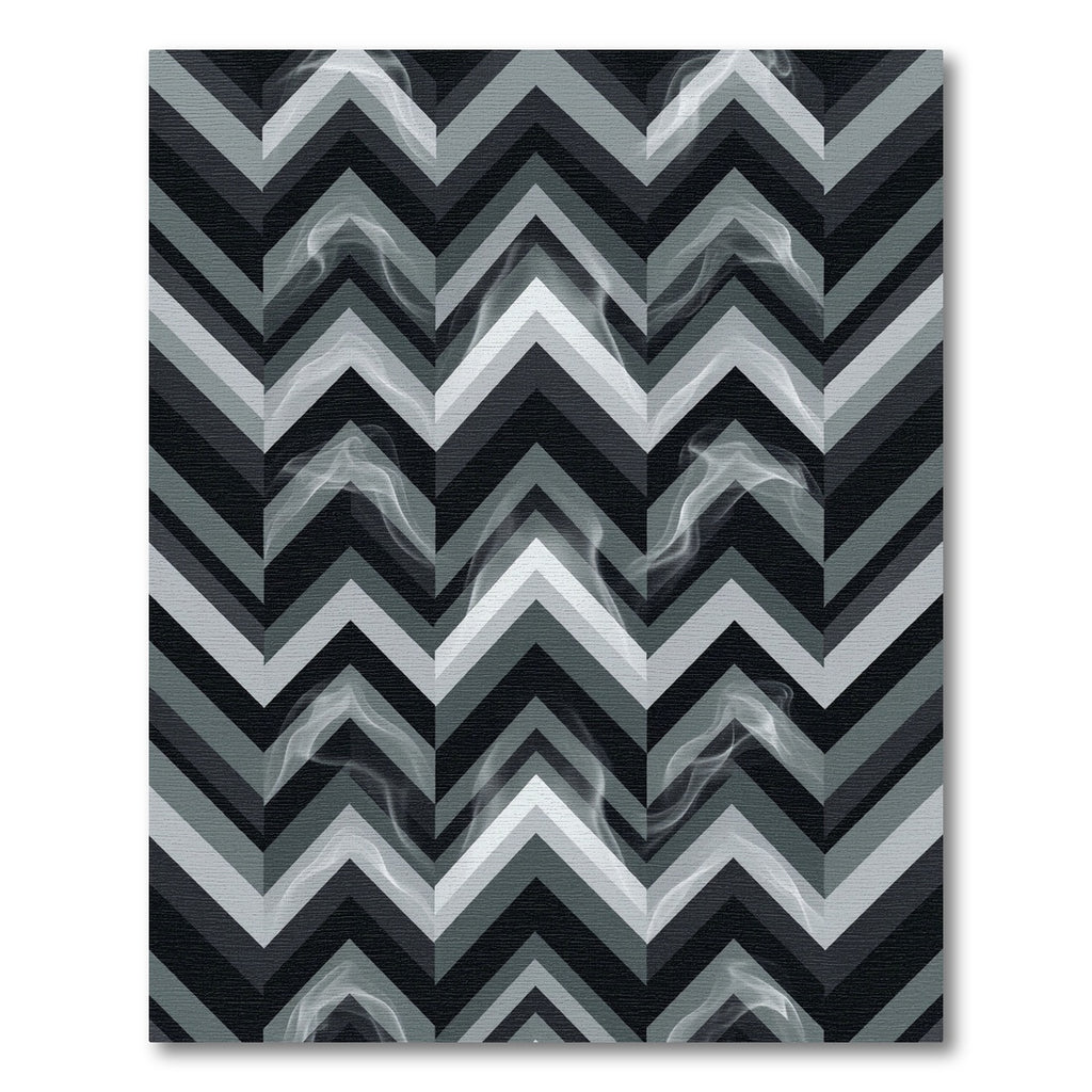 Smoky Monochrome Chevron Geometric Rug