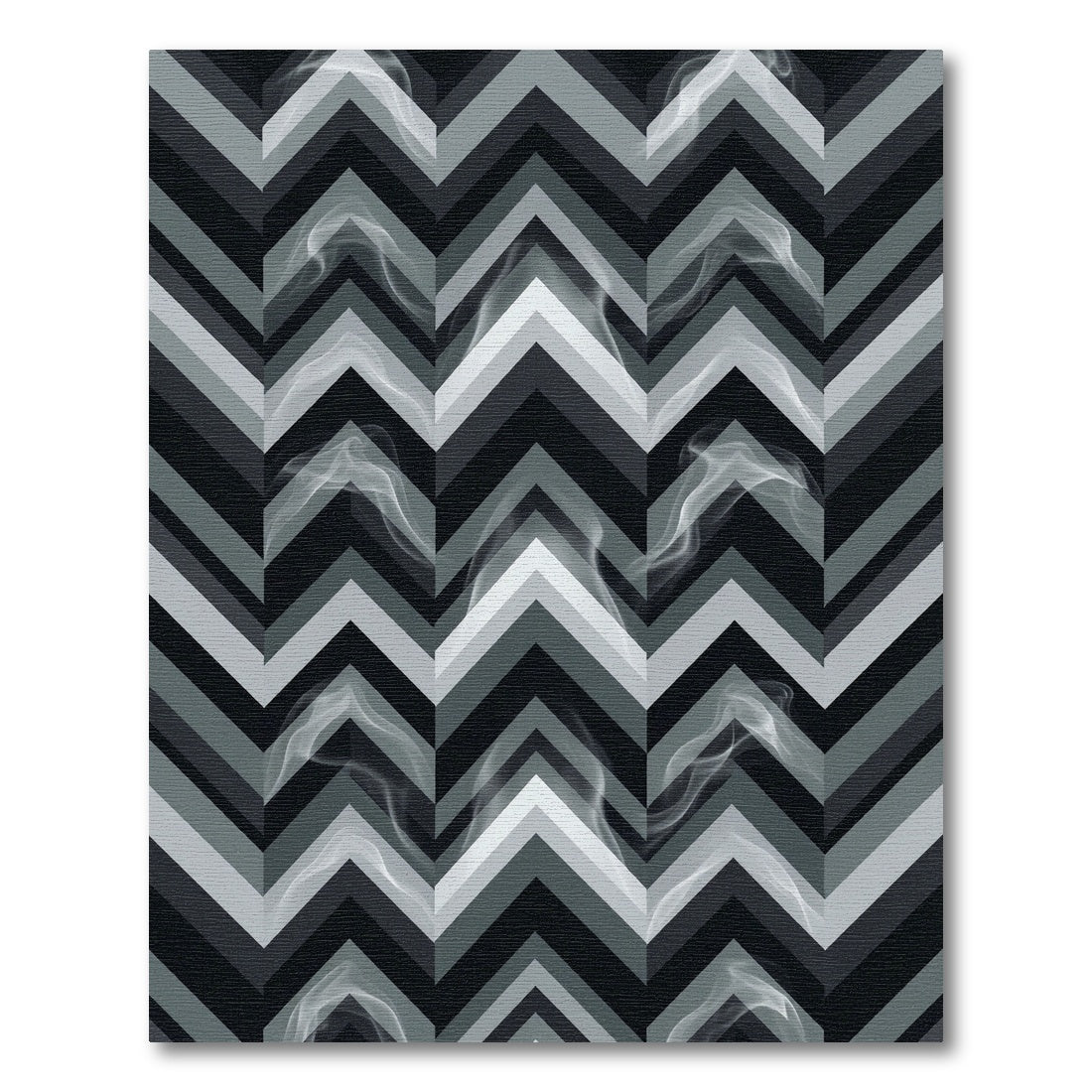 Smoky Monochrome Chevron Geometric Rug