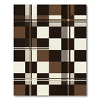 Dark Brown Cream Checkered Plaid Rug