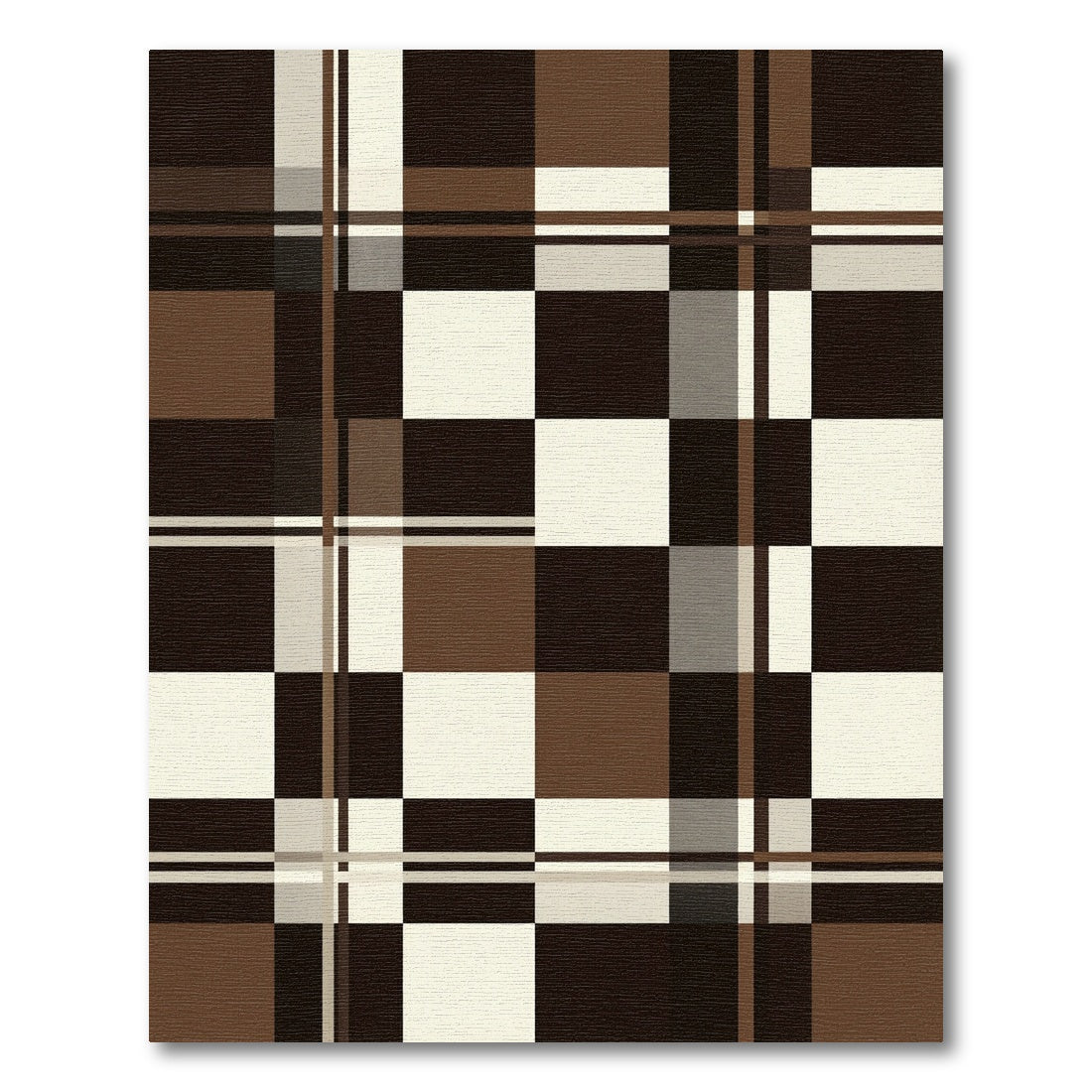 Dark Brown Cream Checkered Plaid Rug