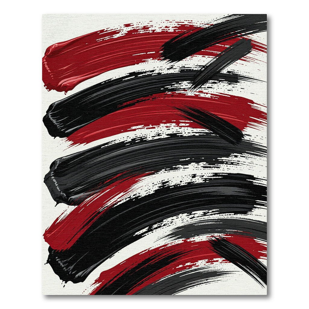 Bold Red Black Brush Stroke Rug