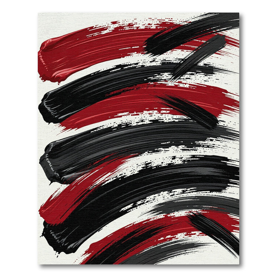 Bold Red Black Brush Stroke Rug