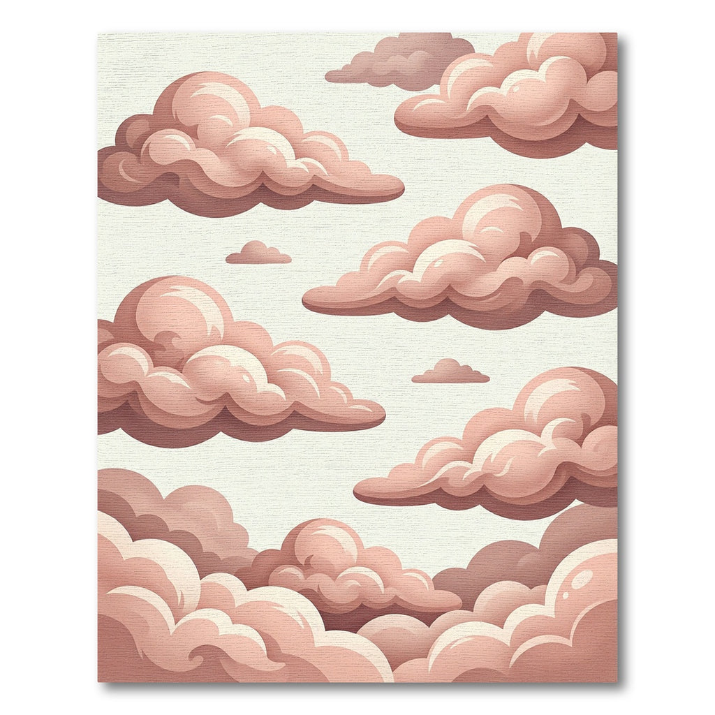 Dreamy Dusty Rose Cumulus Cloud Artwork Rug