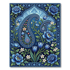 Midnight Blue Floral Paisley Medallion Rug
