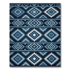 Geometric Blue Tribal Diamond Rug