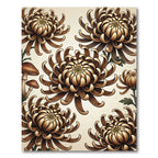 Brown Chrysanthemum Mushroom Floral Repeat Rug