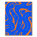 Abstract Blue Orange Flowing River Rug
