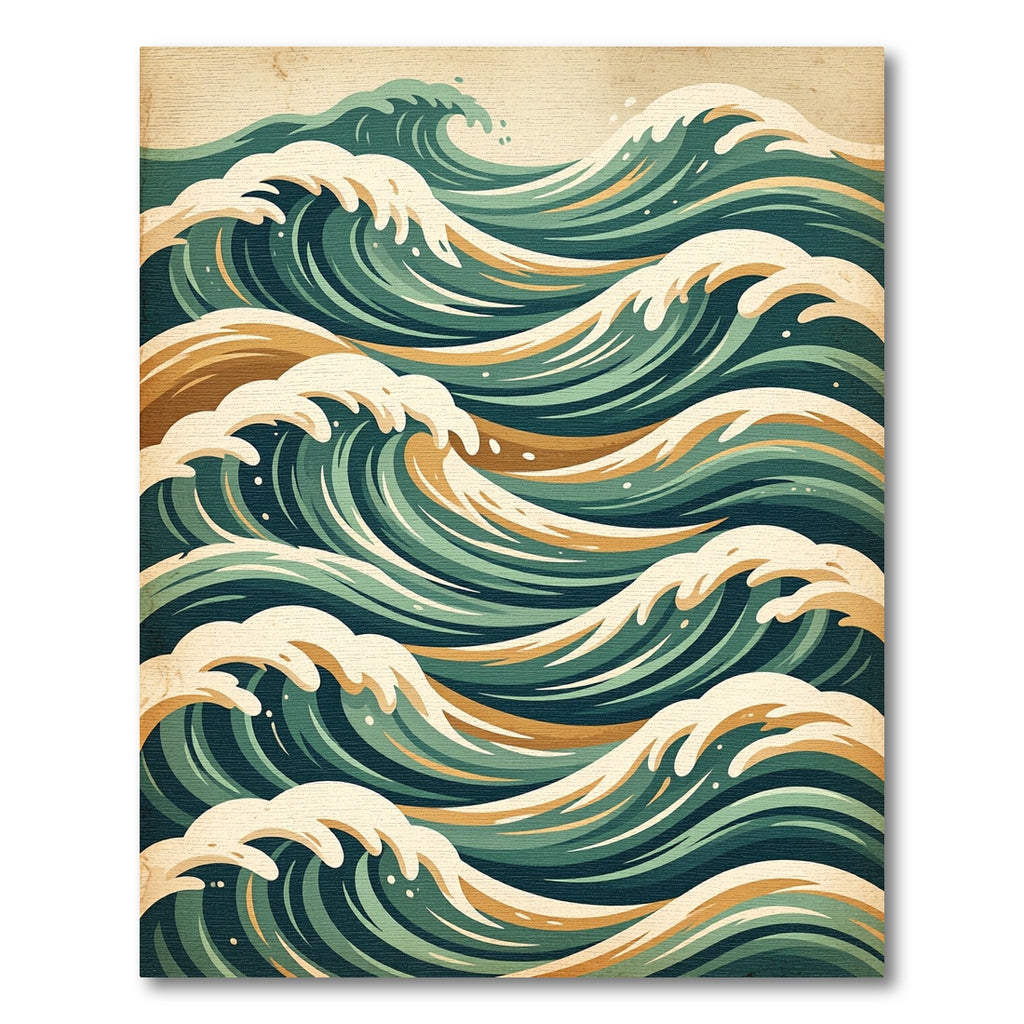 Vintage Teal Coastal Wave Rug