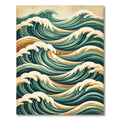 Vintage Teal Coastal Wave Rug
