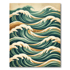 Vintage Teal Coastal Wave Rug