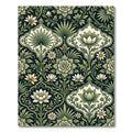 Emerald Botanical Lotus Damask Floral Rug