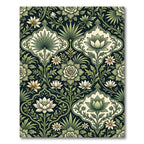 Emerald Botanical Lotus Damask Floral Rug
