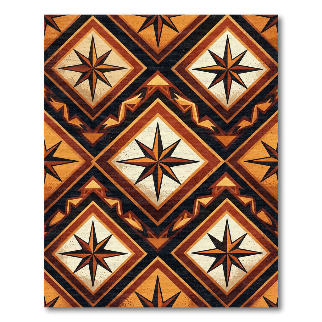 Amber Geometric Star Diamond Mosaic Rug