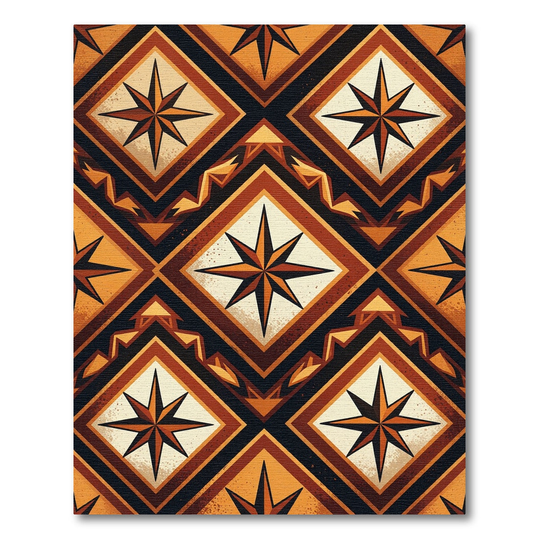 Amber Geometric Star Diamond Mosaic Rug
