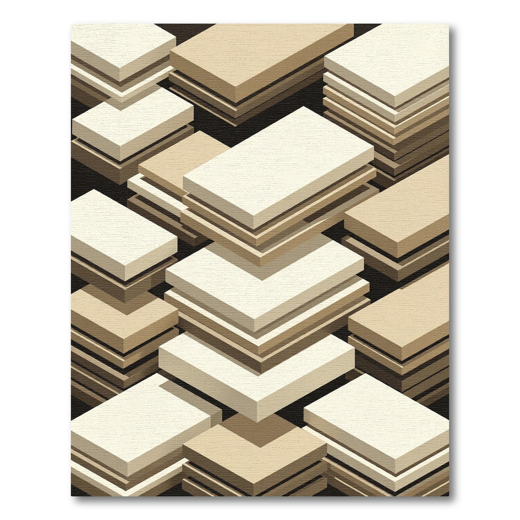Minimalist Neutral Geometric Stacked Block Rug