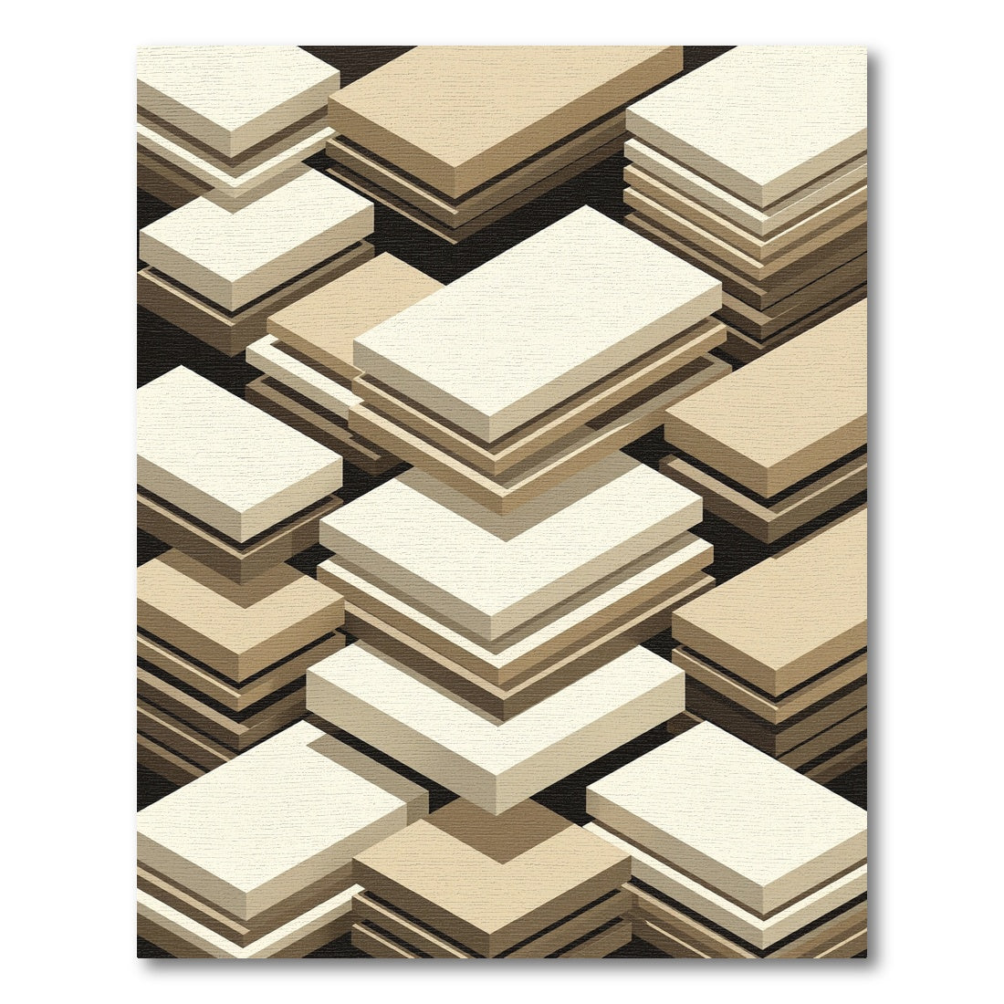 Minimalist Neutral Geometric Stacked Block Rug