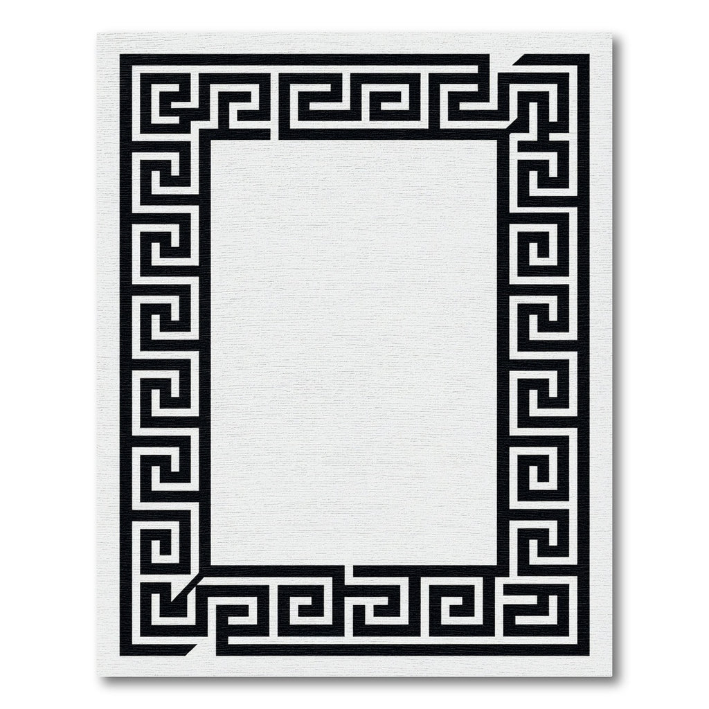 Black White Maze Border Rug