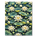 Ethereal White Lotus Dark Pond Rug